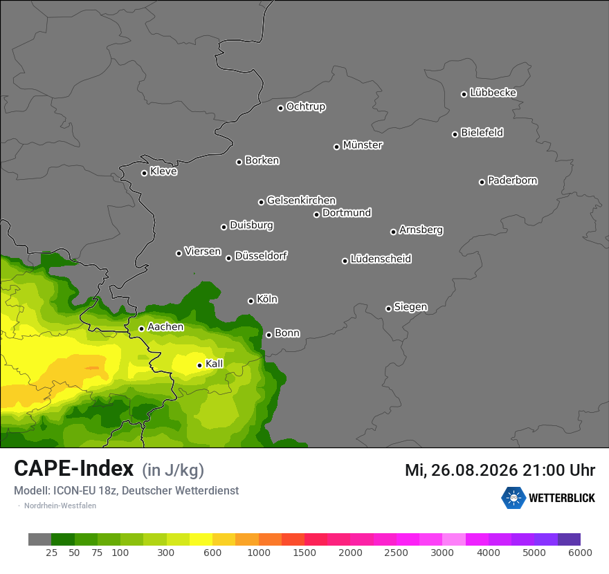 Modellkarte ICON-EU – cape – nrw
