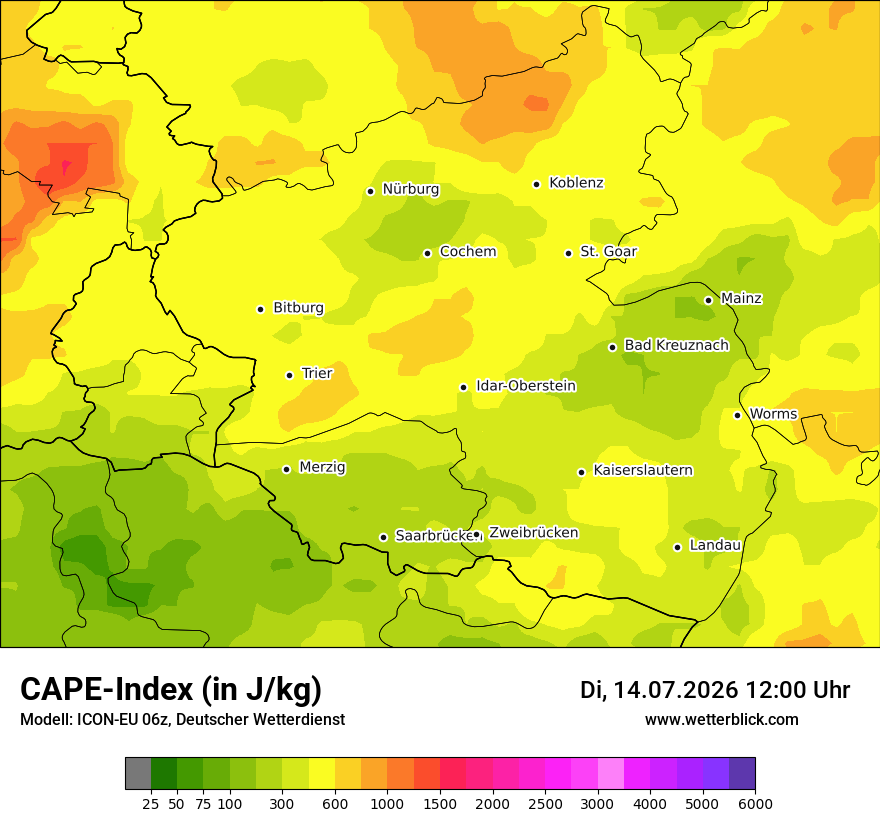 Modellkarte ICON-EU – cape – rp