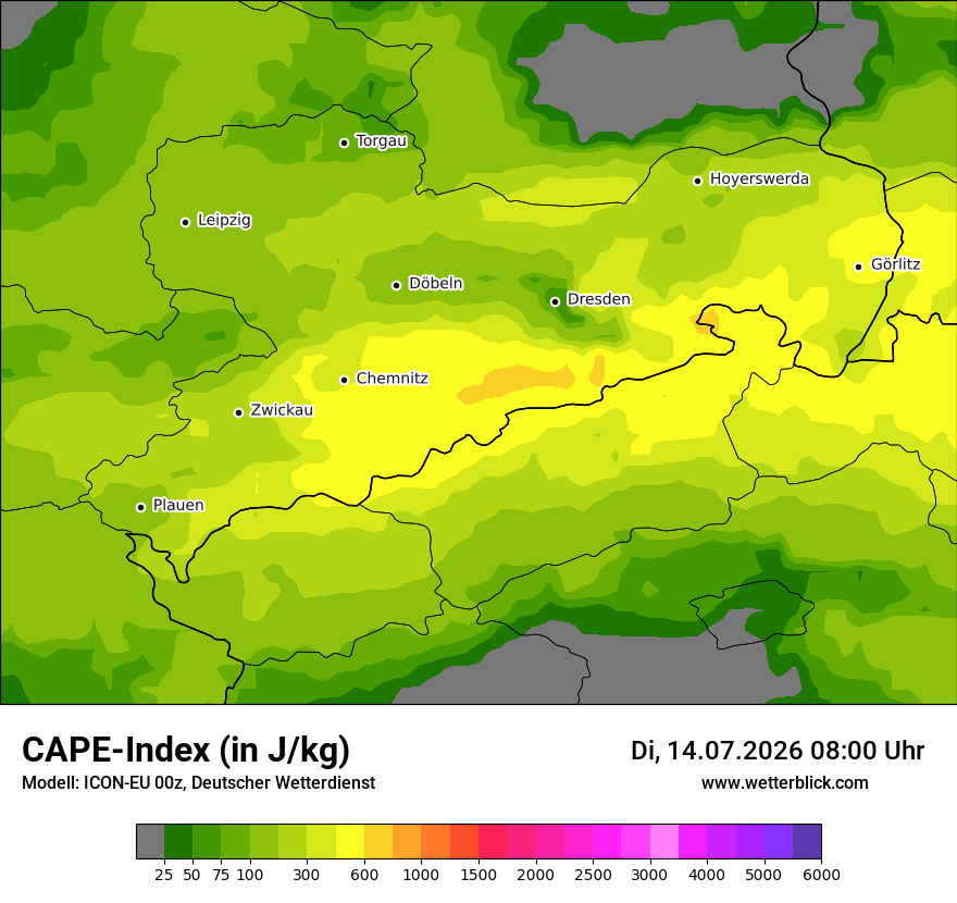 Modellkarte ICON-EU – cape – sn