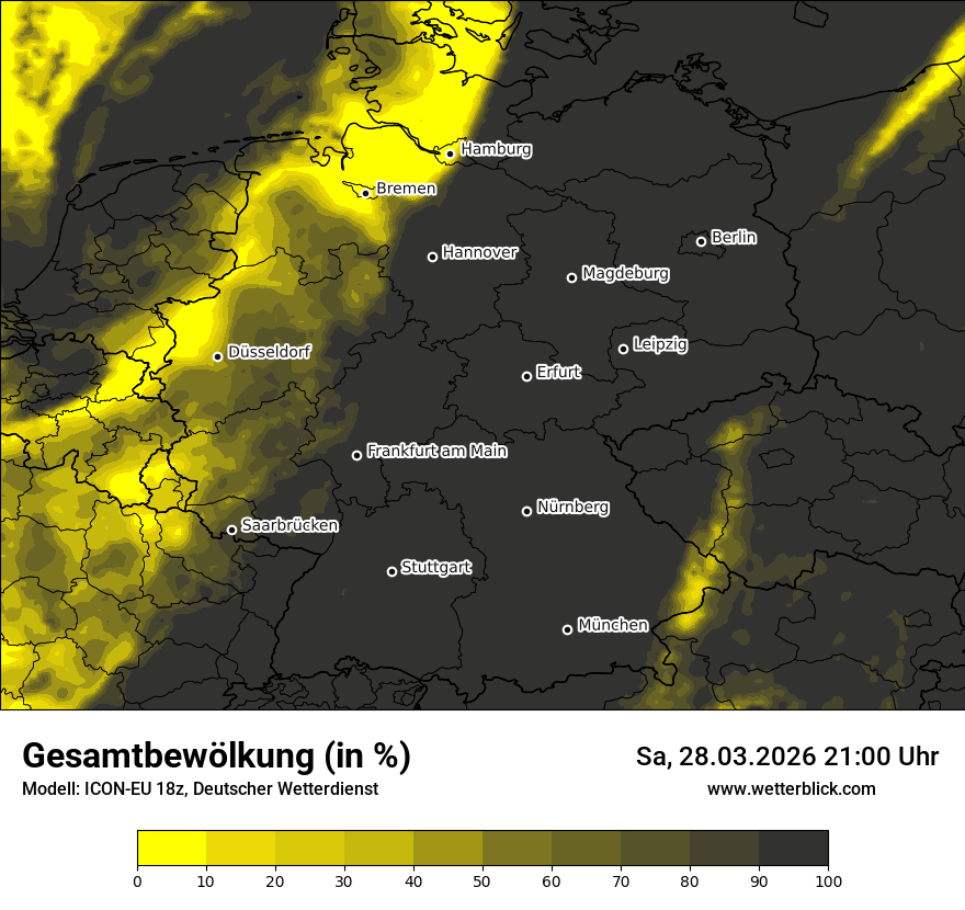 Modellkarte ICON-EU – clct – deutschland