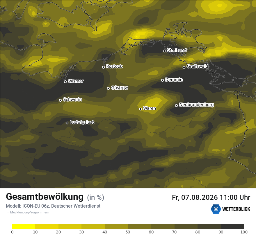 Modellkarte ICON-EU – clct – mv
