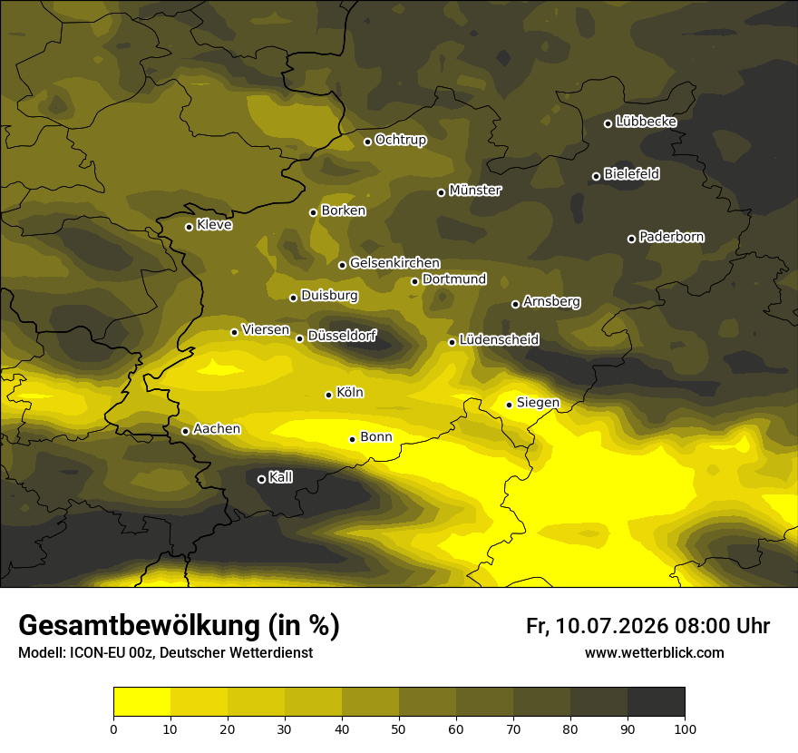 Modellkarte ICON-EU – clct – nrw