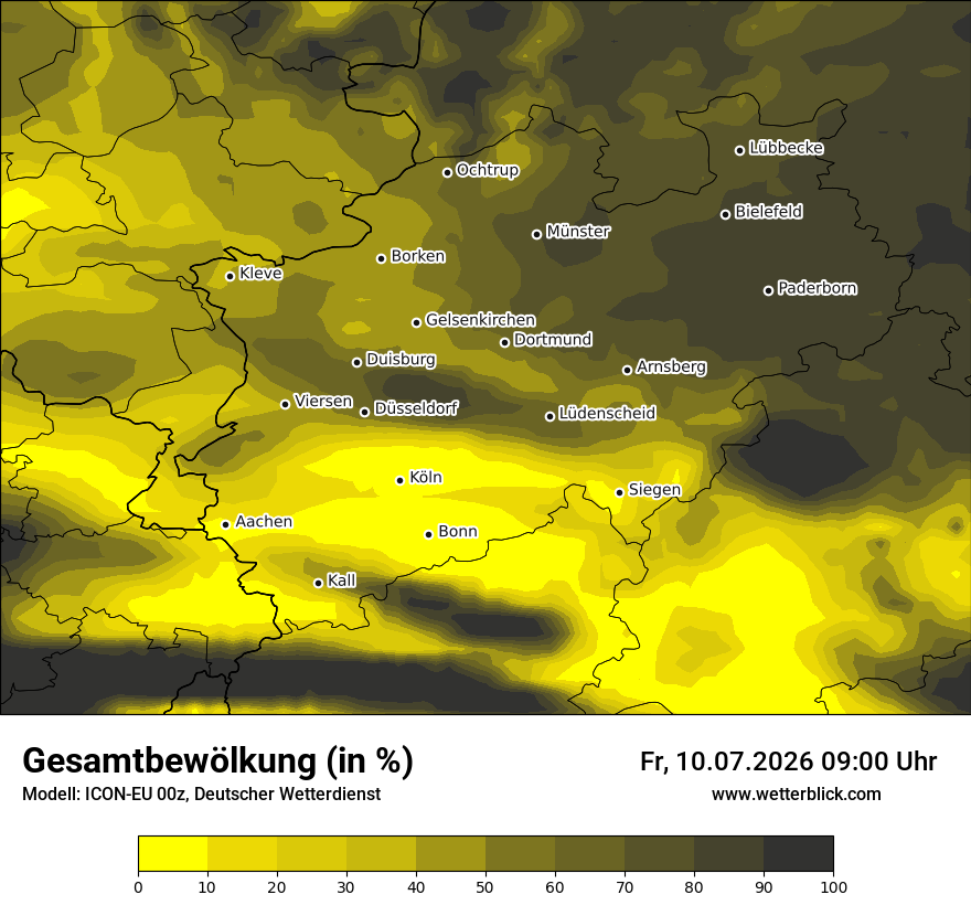 Modellkarte ICON-EU – clct – nrw