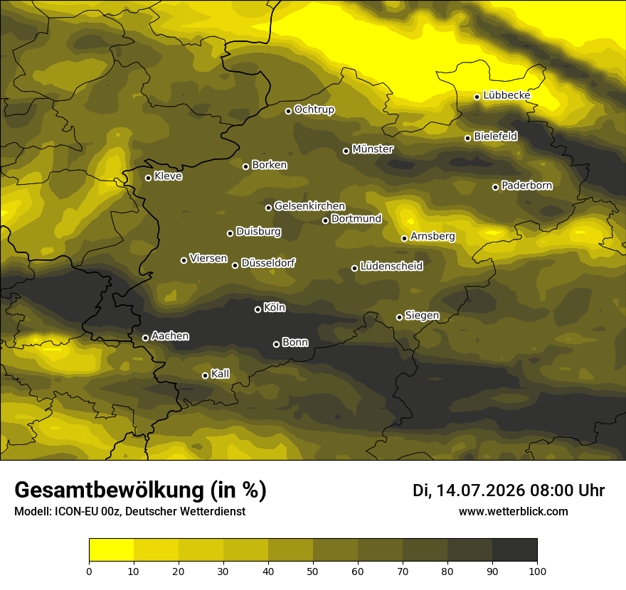 Modellkarte ICON-EU – clct – nrw