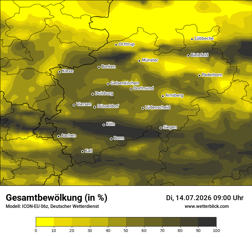 Modellkarte ICON-EU – clct – nrw
