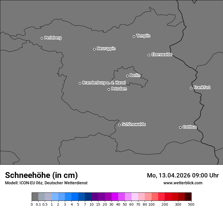Modellkarte ICON-EU – h_snow – bb