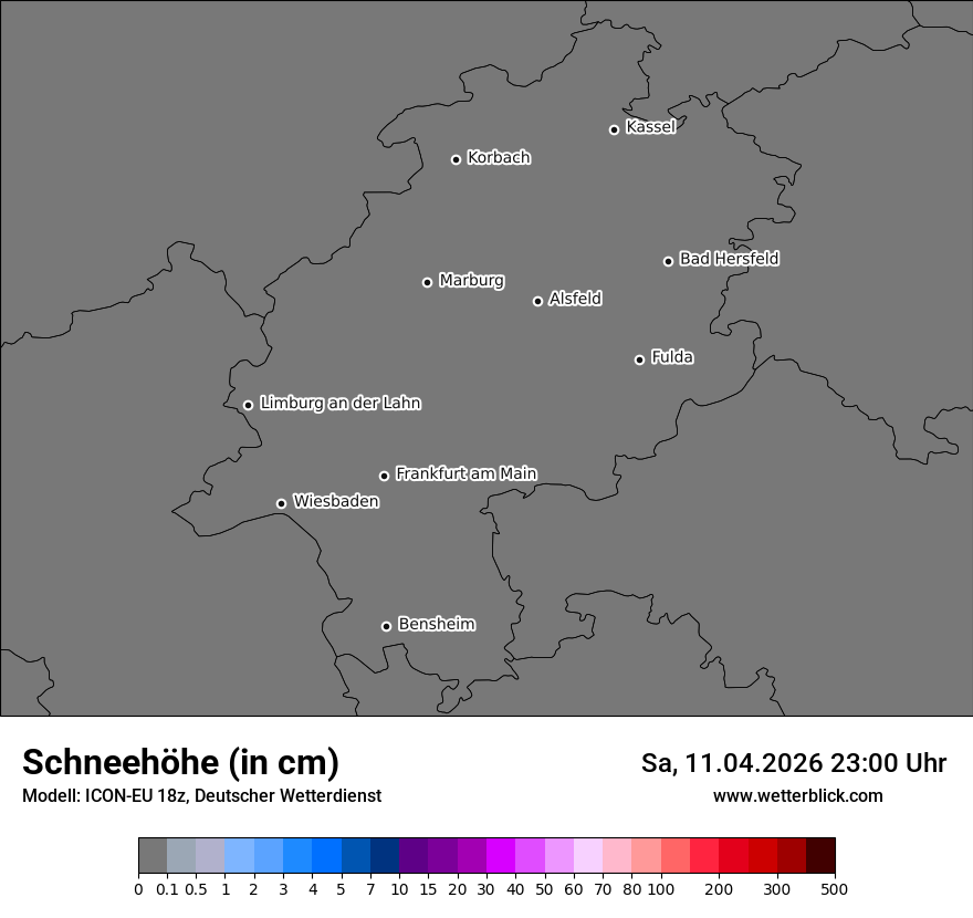 Modellkarte ICON-EU – h_snow – he