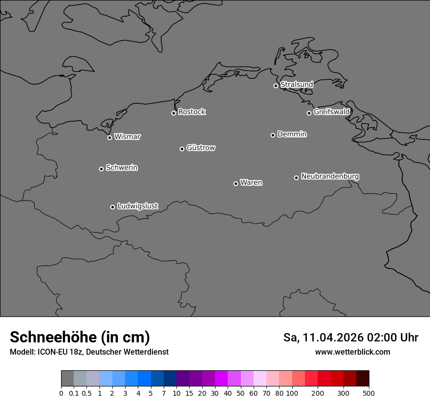 Modellkarte ICON-EU – h_snow – mv