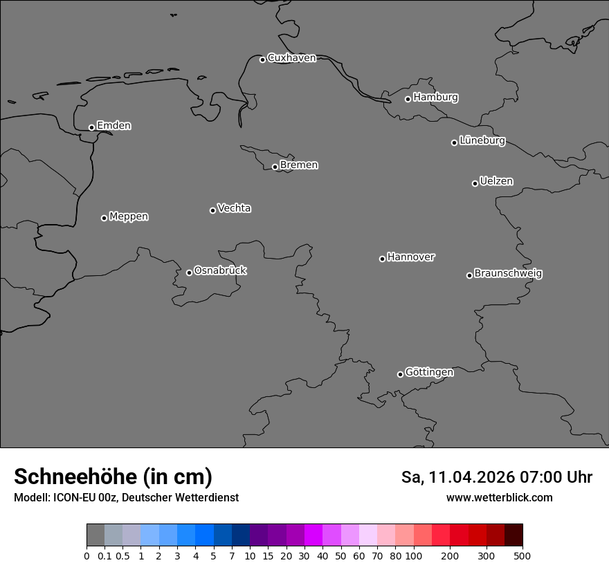 Modellkarte ICON-EU – h_snow – ni