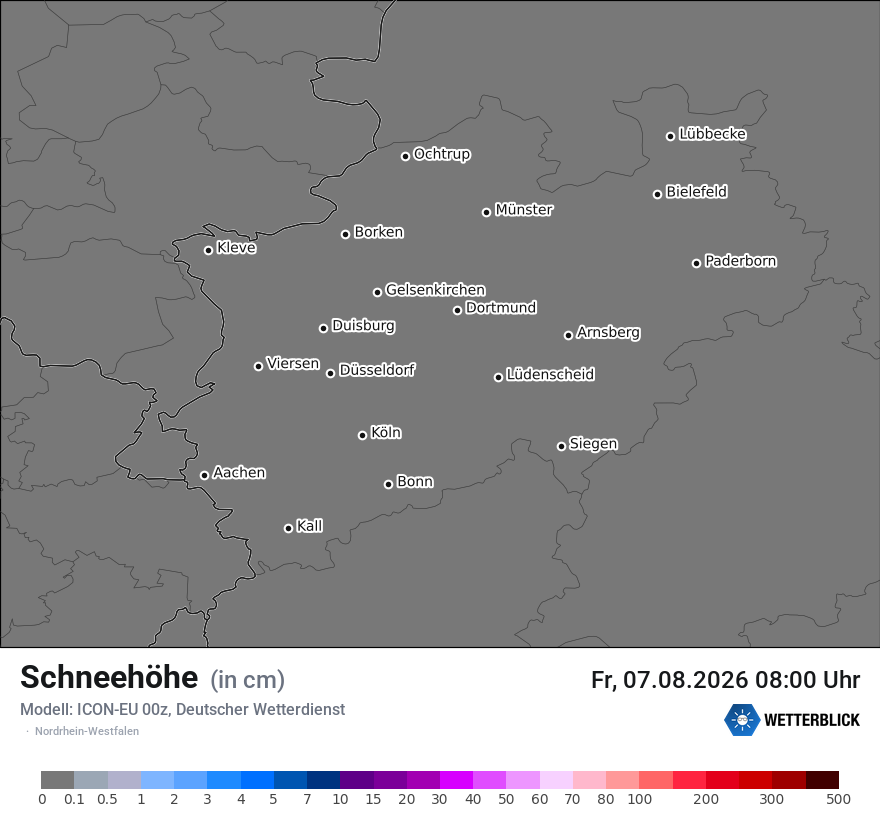 Modellkarte ICON-EU – h_snow – nrw