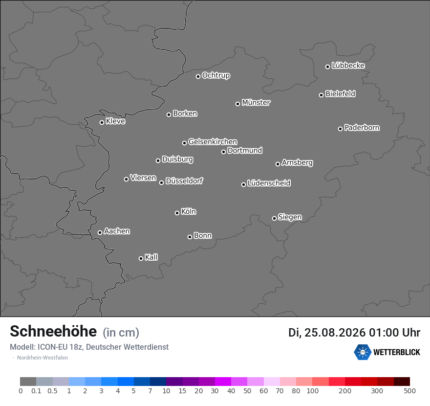 Modellkarte ICON-EU – h_snow – nrw