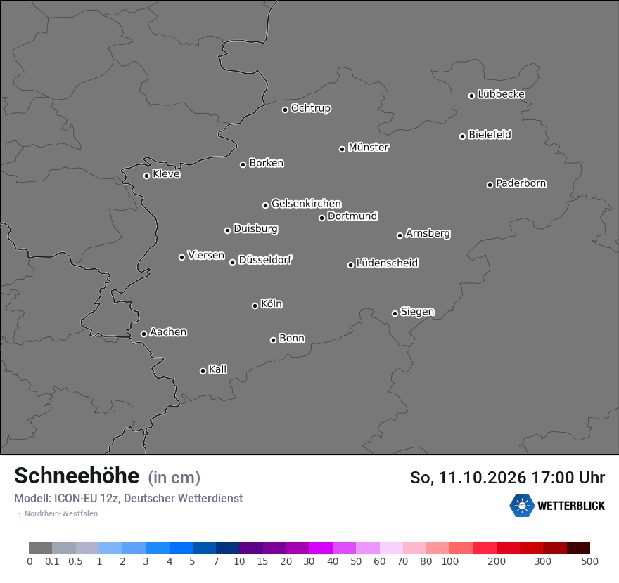 Modellkarte ICON-EU – h_snow – nrw