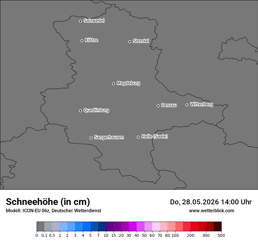 Modellkarte ICON-EU – h_snow – st