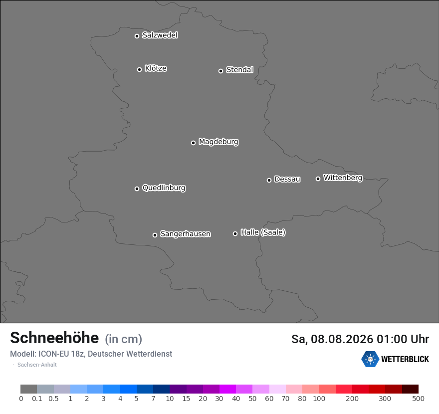 Modellkarte ICON-EU – h_snow – st