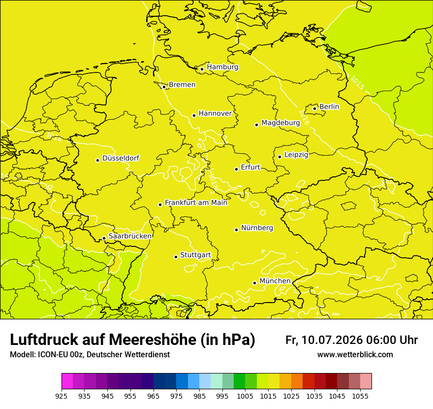 Modellkarte ICON-EU – pmsl – deutschland