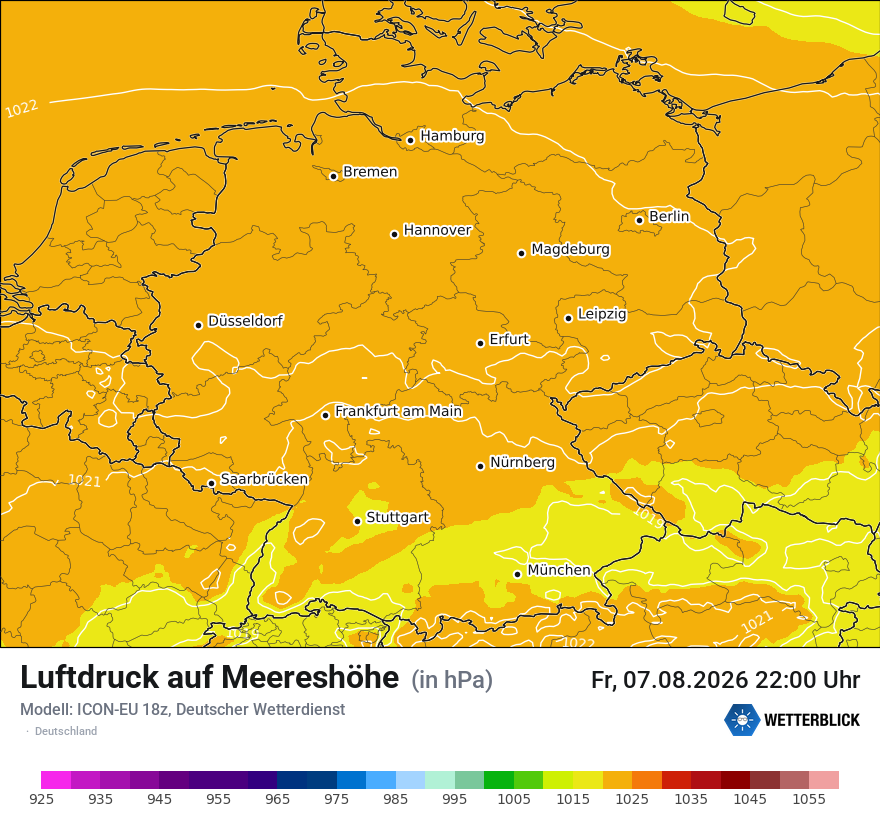 Modellkarte ICON-EU – pmsl – deutschland