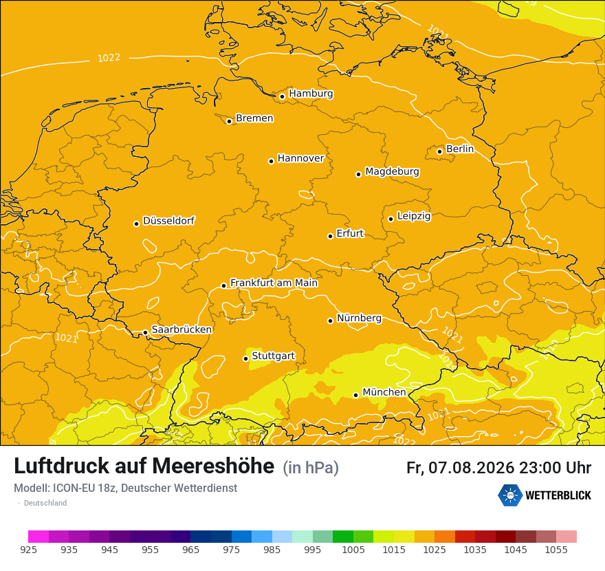 Modellkarte ICON-EU – pmsl – deutschland