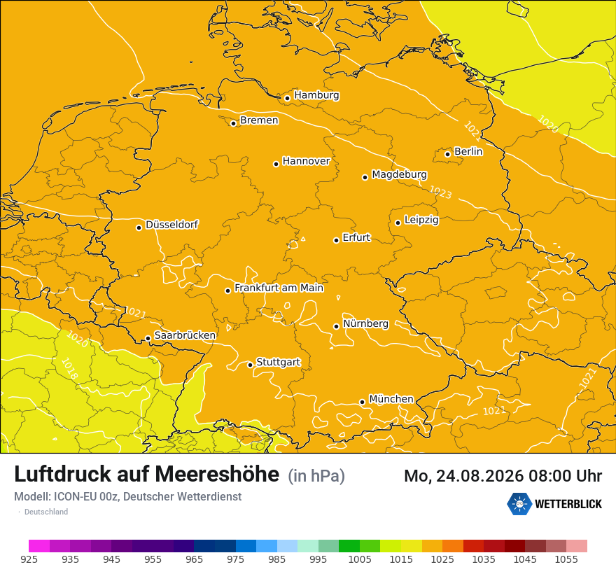 Modellkarte ICON-EU – pmsl – deutschland