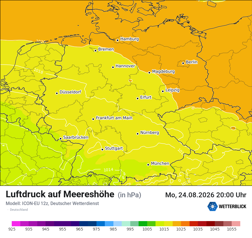 Modellkarte ICON-EU – pmsl – deutschland