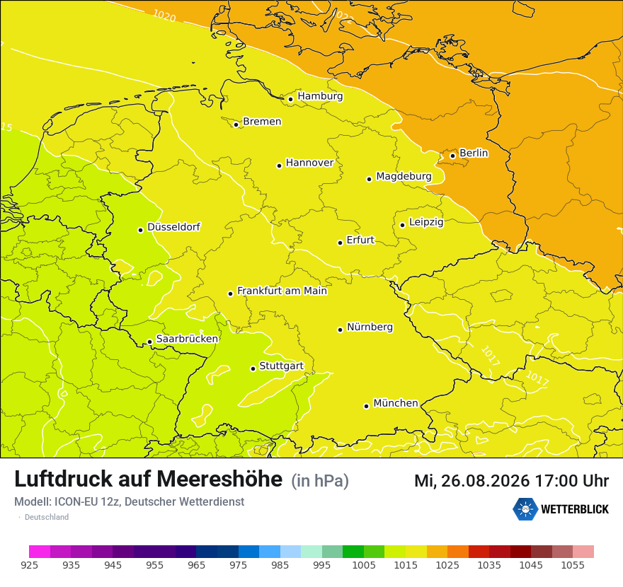 Modellkarte ICON-EU – pmsl – deutschland