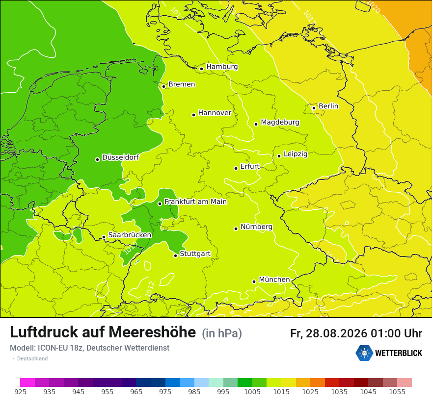 Modellkarte ICON-EU – pmsl – deutschland
