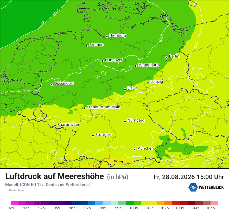 Modellkarte ICON-EU – pmsl – deutschland