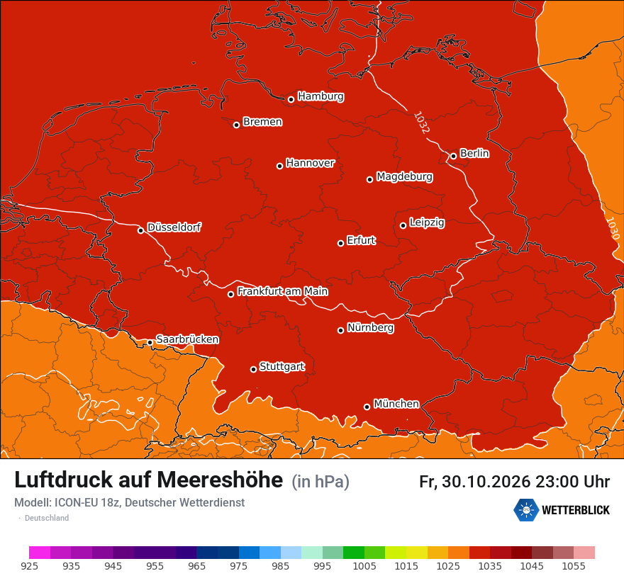 Modellkarte ICON-EU – pmsl – deutschland