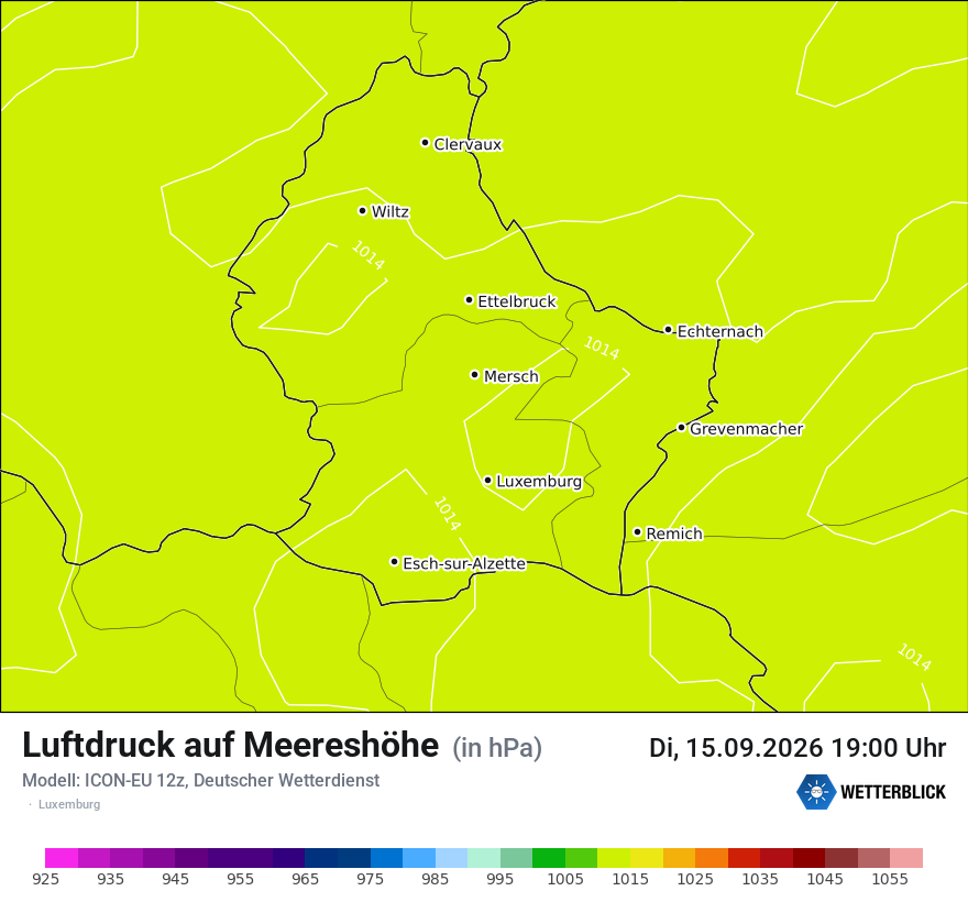 Modellkarte ICON-EU – pmsl – luxemburg