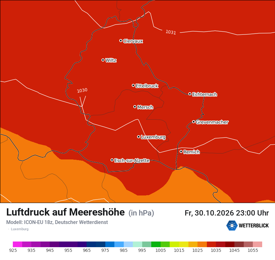 Modellkarte ICON-EU – pmsl – luxemburg
