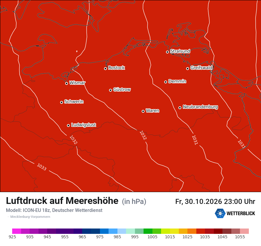Modellkarte ICON-EU – pmsl – mv