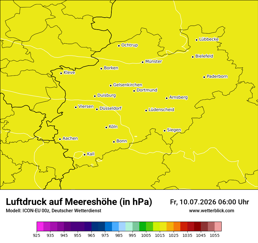 Modellkarte ICON-EU – pmsl – nrw