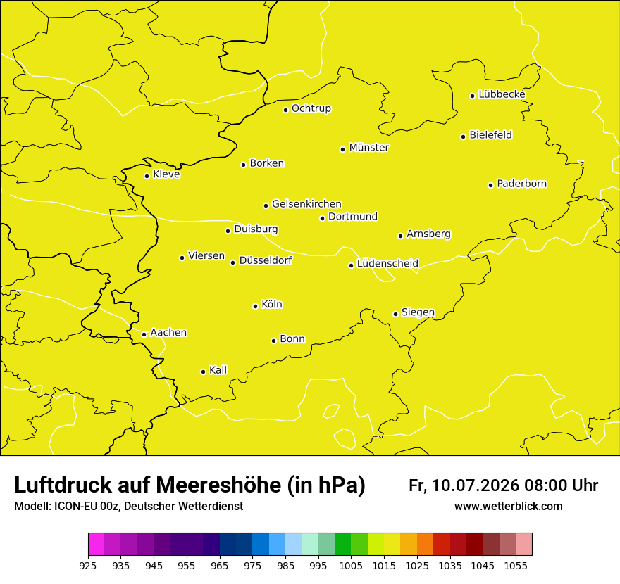 Modellkarte ICON-EU – pmsl – nrw