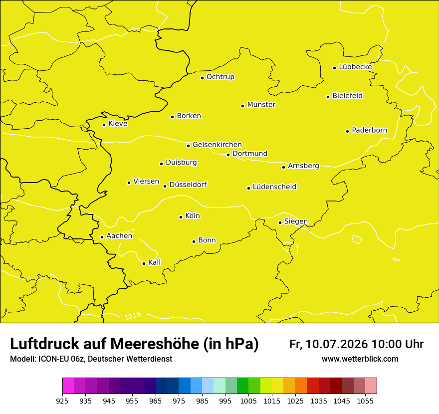 Modellkarte ICON-EU – pmsl – nrw