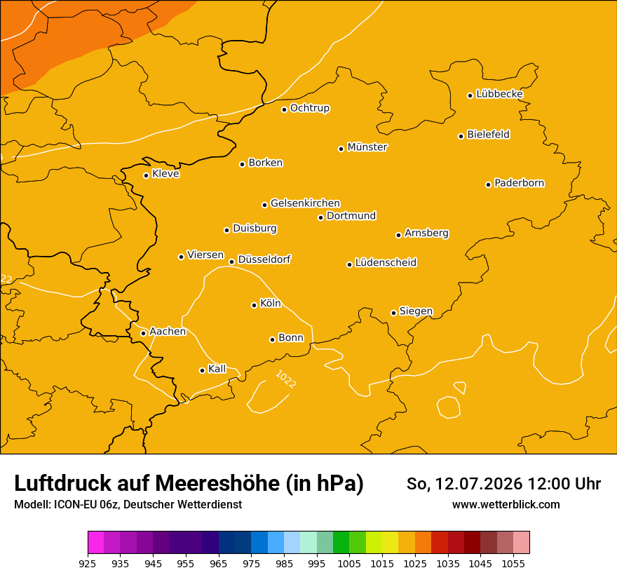 Modellkarte ICON-EU – pmsl – nrw