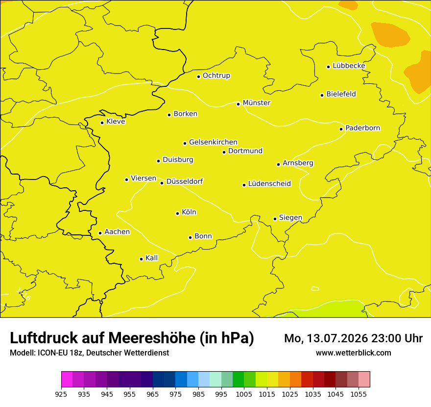 Modellkarte ICON-EU – pmsl – nrw