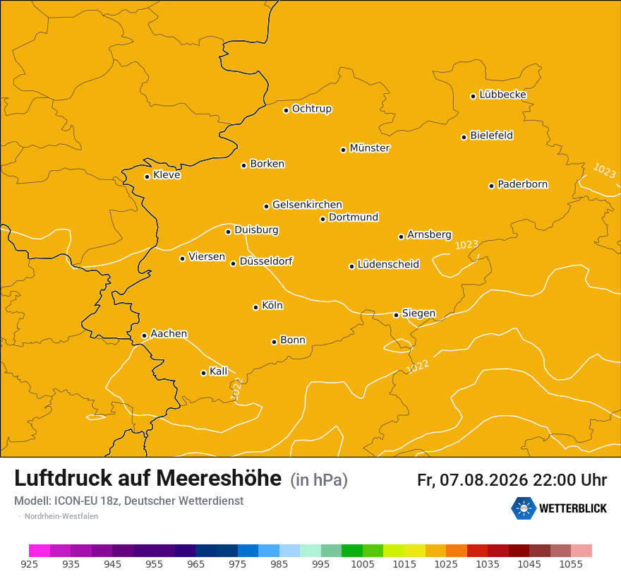 Modellkarte ICON-EU – pmsl – nrw