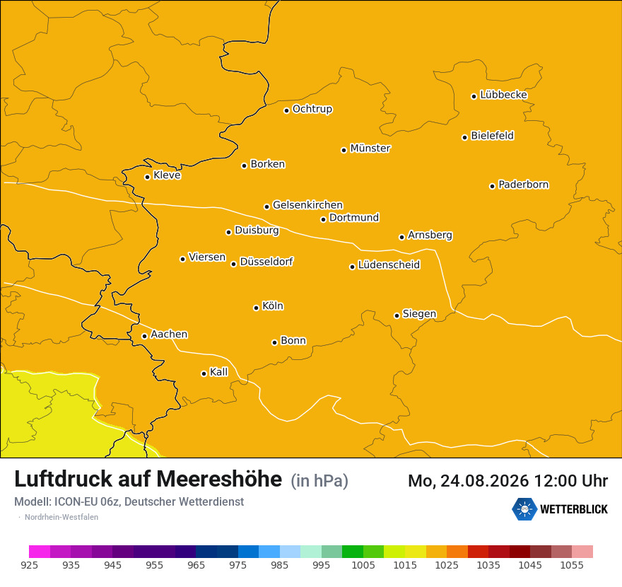 Modellkarte ICON-EU – pmsl – nrw