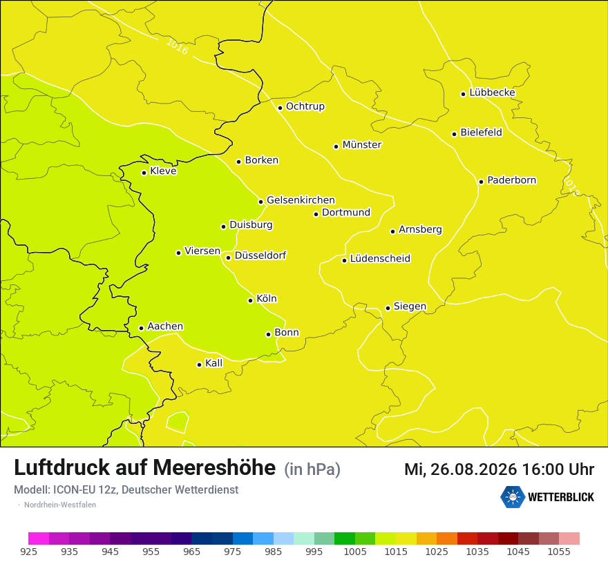 Modellkarte ICON-EU – pmsl – nrw