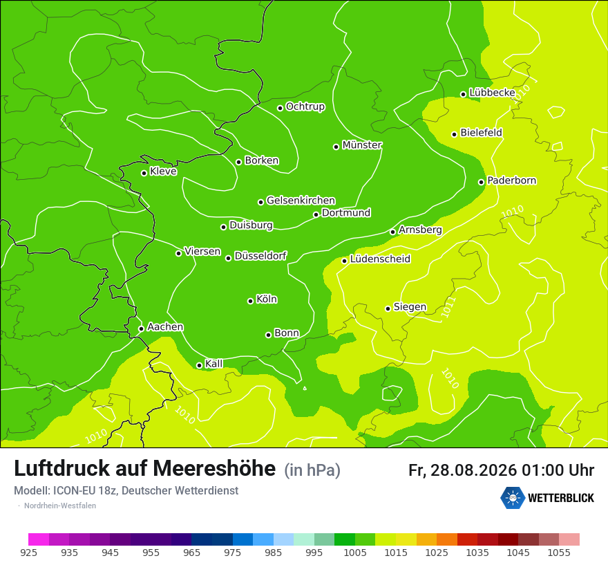 Modellkarte ICON-EU – pmsl – nrw