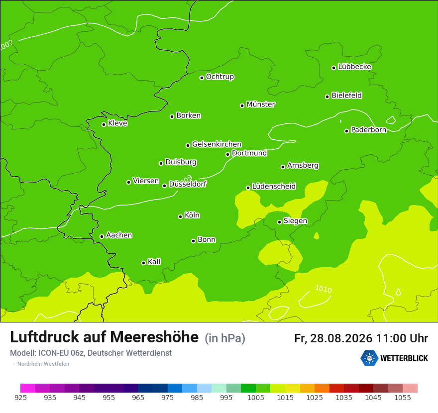 Modellkarte ICON-EU – pmsl – nrw
