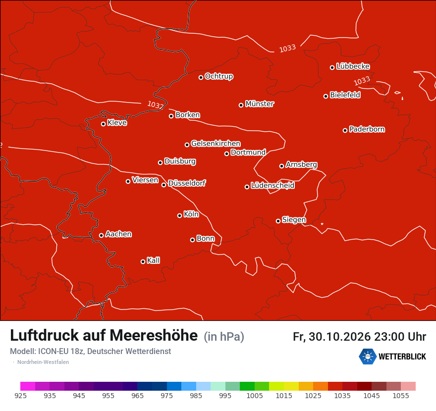 Modellkarte ICON-EU – pmsl – nrw