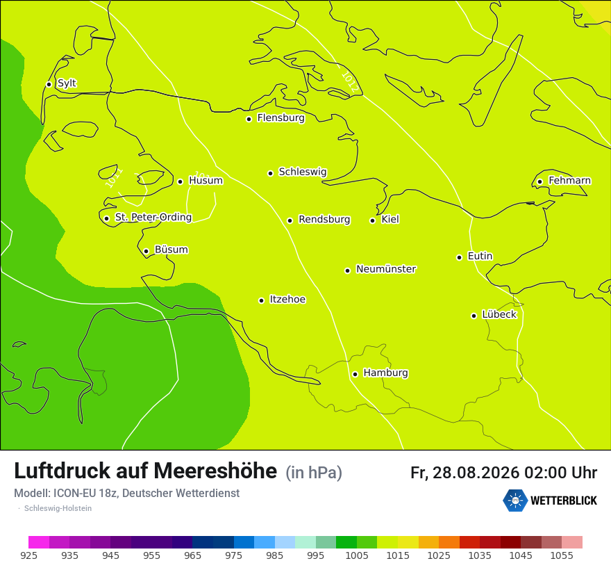 Modellkarte ICON-EU – pmsl – sh