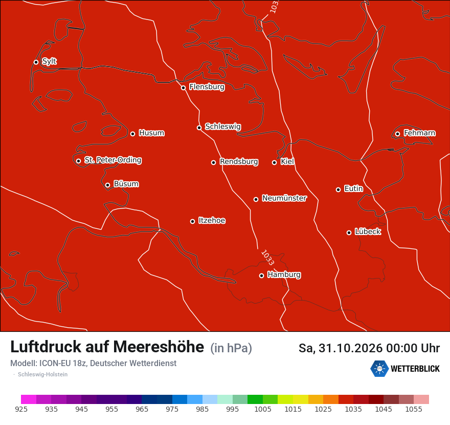 Modellkarte ICON-EU – pmsl – sh
