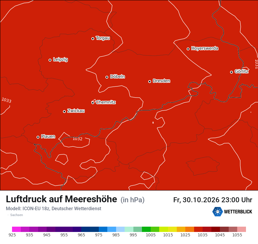 Modellkarte ICON-EU – pmsl – sn