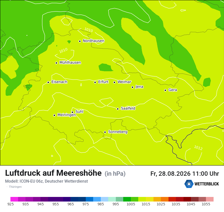 Modellkarte ICON-EU – pmsl – th