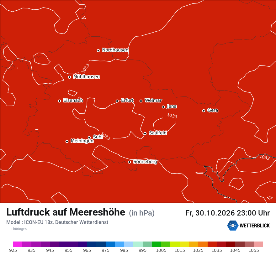 Modellkarte ICON-EU – pmsl – th