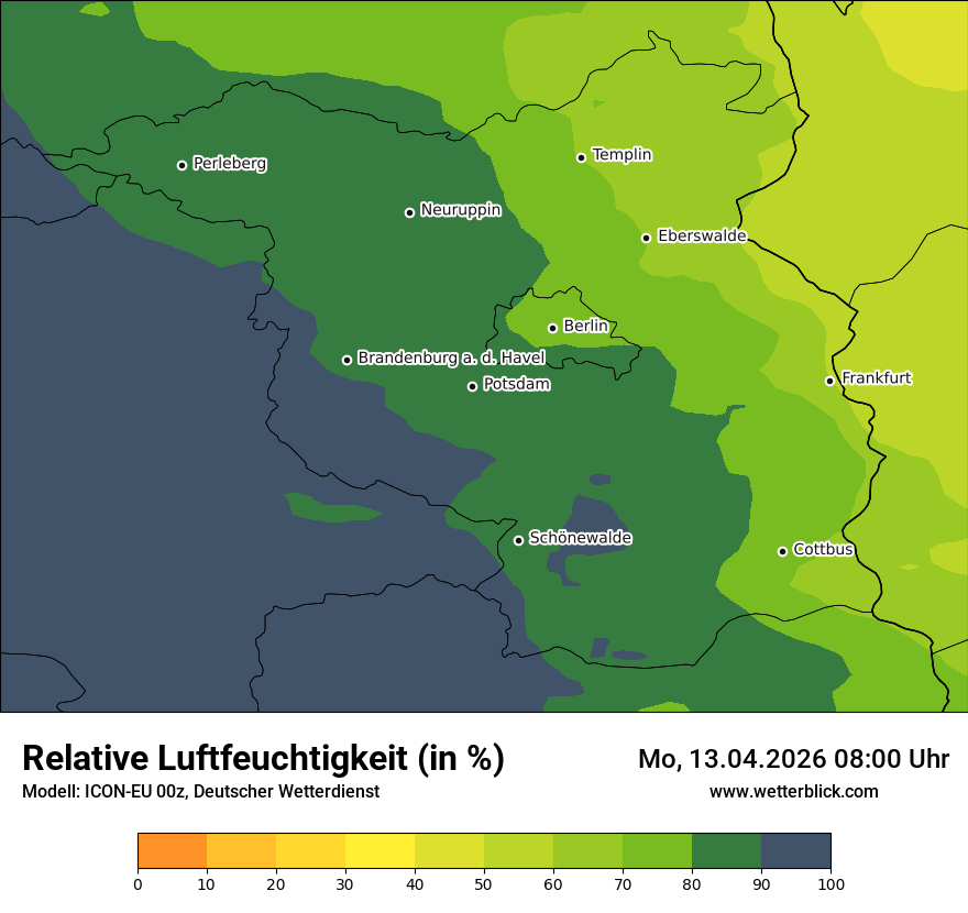 Modellkarte ICON-EU – relhum – bb