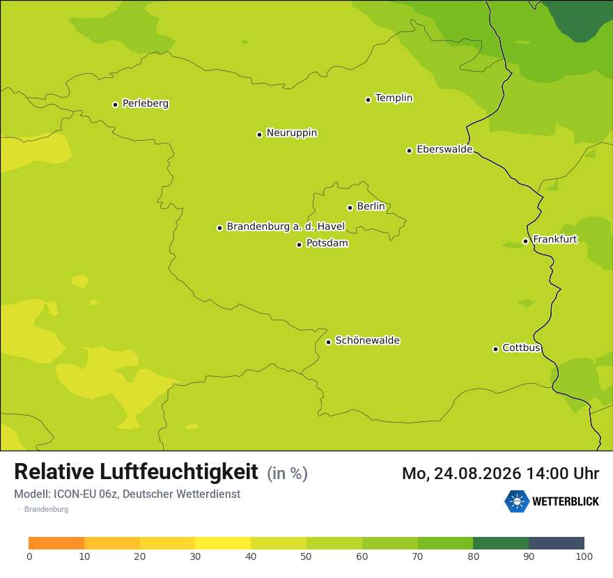Modellkarte ICON-EU – relhum – bb