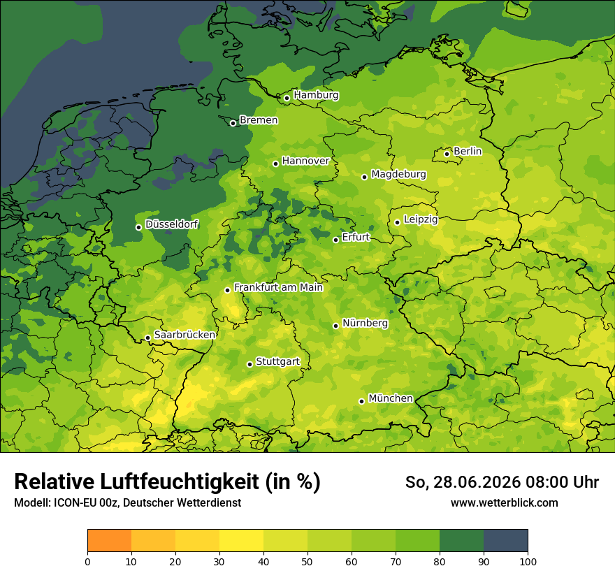 Modellkarte ICON-EU – relhum – deutschland