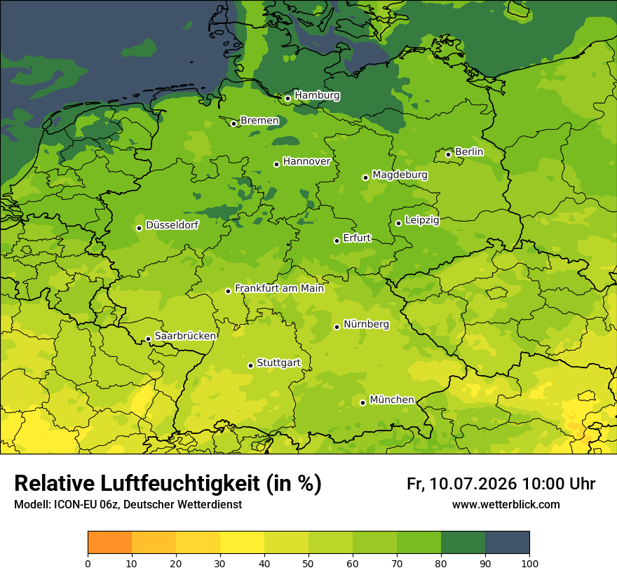 Modellkarte ICON-EU – relhum – deutschland